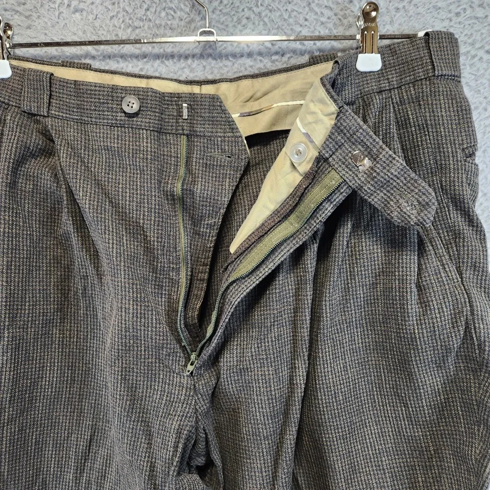 Keaton Chase Grid Cuffed Trouser Pants Men's (Fits 36x29) Retro Business Casual‎